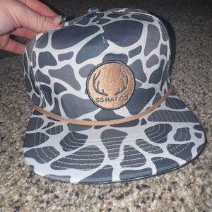 Gray and Black Patterned Cap with Logo